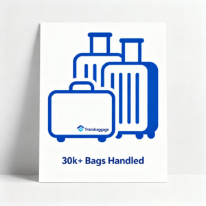Group of luggage bags with Transbaggage logo